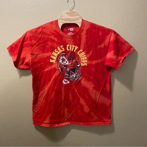 Men’s XL NFL KC Kansas City Chiefs Helmet Upcycled Bleached Tie Dye Shirt